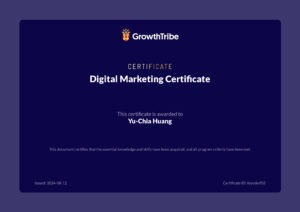Digital Marketing Certificate _ GrowthTribe_YC. H.