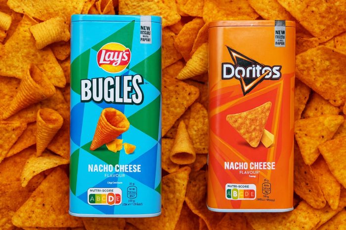 Over‑packaged chip boxes displayed online retail shop